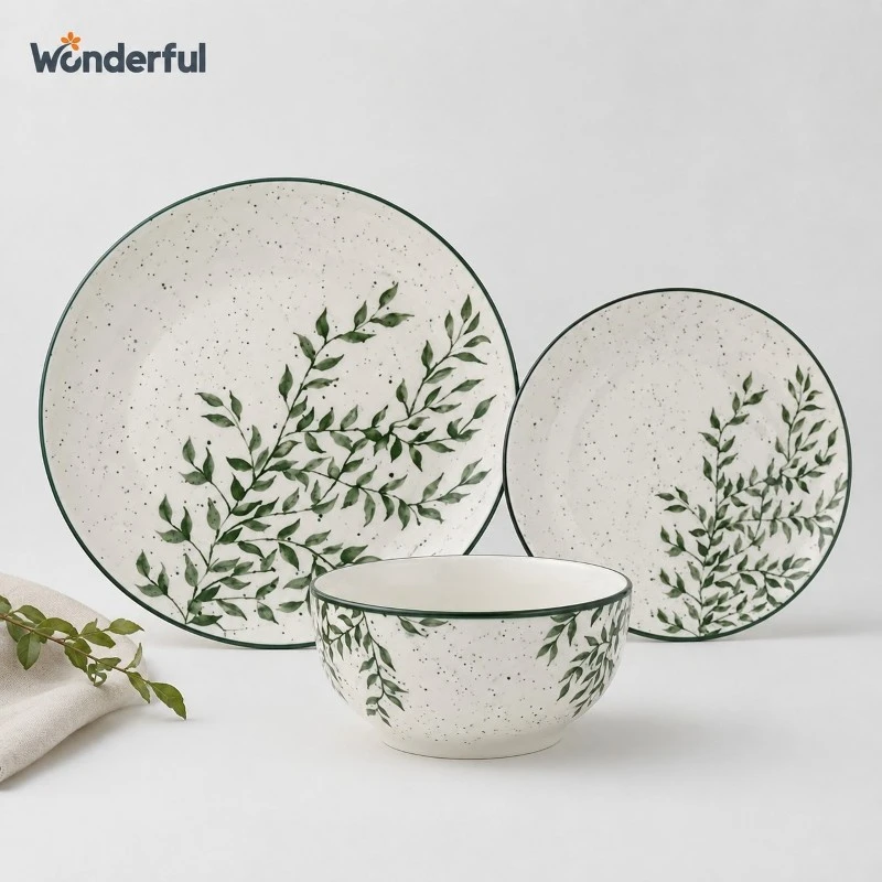 Speckled Green Leaf Dinnerware Set Speckled Green Leaf Dinnerware Set